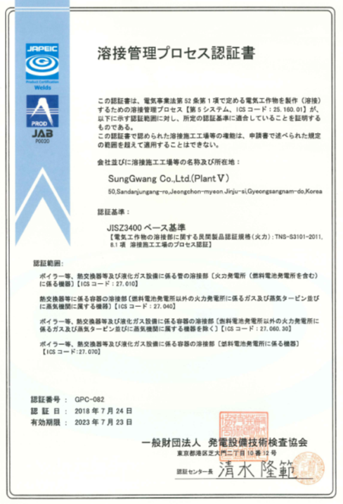 Process certificate